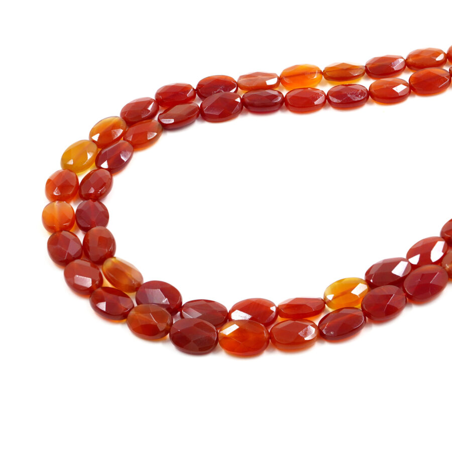 Agata rossa fili flat oval sfaccettati 14x10mm