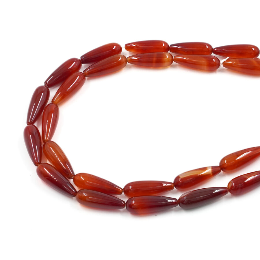 Agata rossa fili drop 30x10mm - Foro Passante