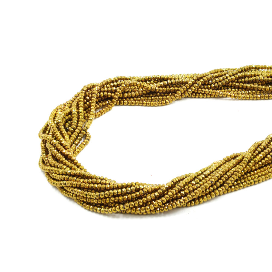 Ematite fili rondelle sfaccettate 3x2mm oro