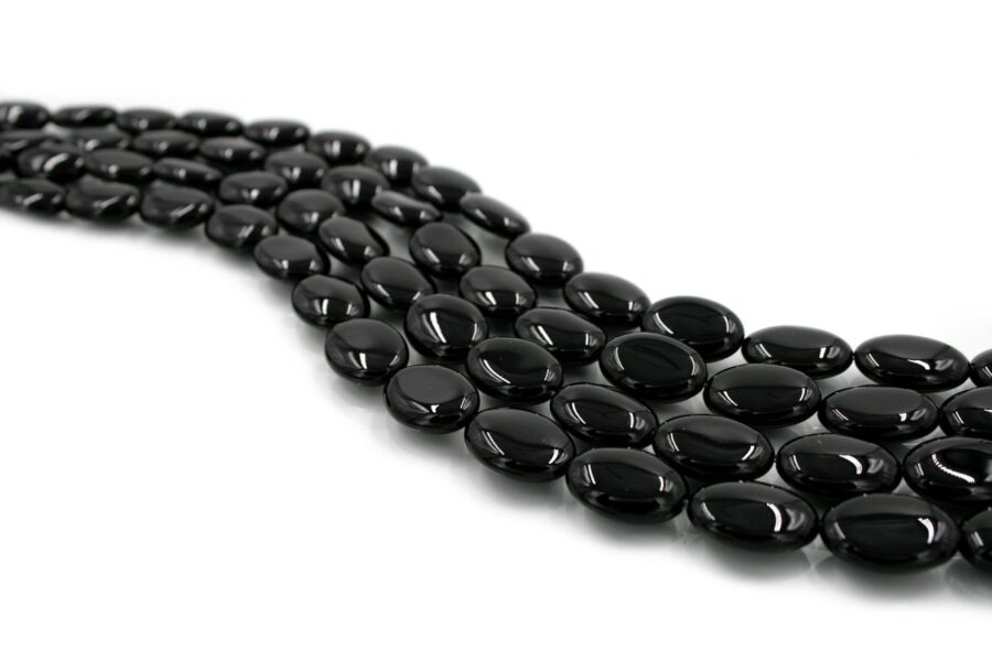 Agata nera fili flat oval 18x13mm