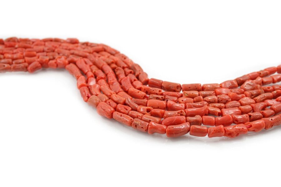 Corallo Mediterraneo fili cilindri irregolari 6x10mm - 6x12mm