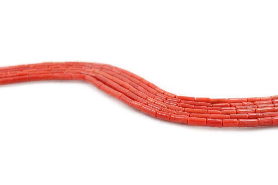 Corallo Mediterraneo fili cilindri 12x4mm / 8x4mm