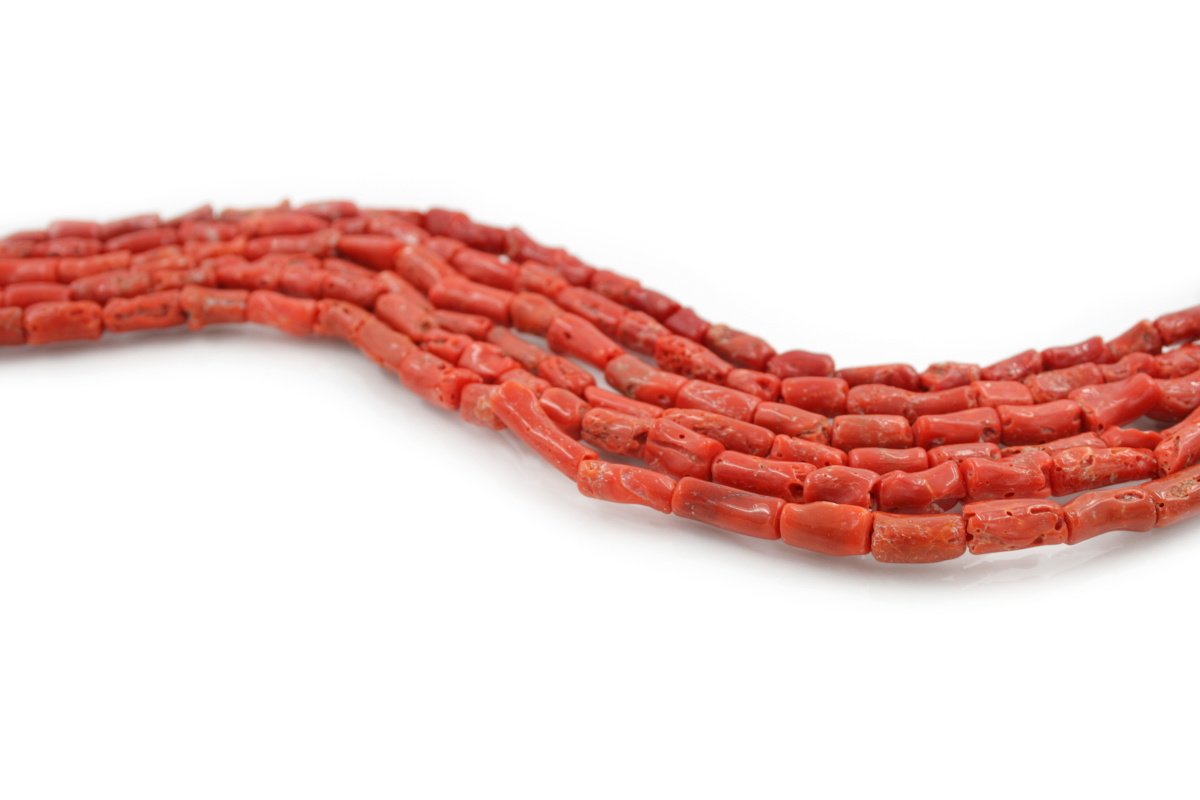 Corallo Mediterraneo fili cilindri 12x6mm / 19x5mm