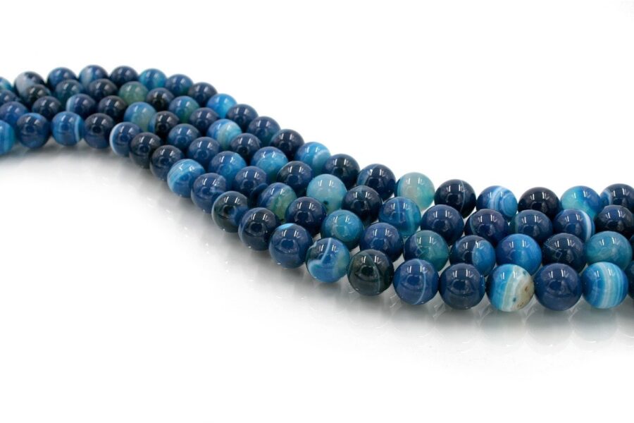 Agata Blu Striata fili tondi 4mm a 20mm