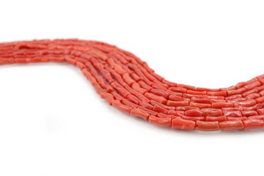Corallo Mediterraneo fili cilindri irregolari 5x13mm