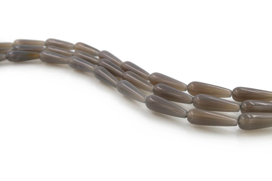 Agata grigia fili drop 30x10mm - Foro Passante
