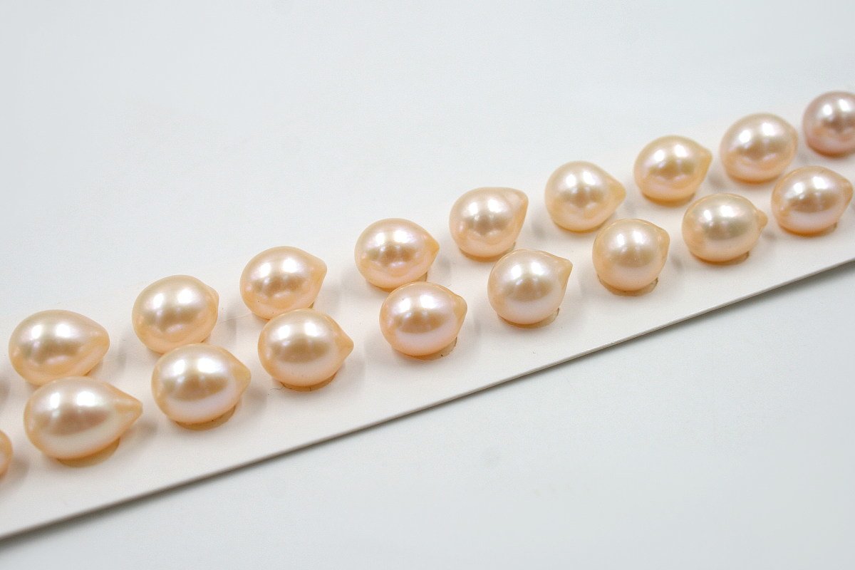 Perle d'Acqua Dolce coppie goccia 10mm - Color Naturale