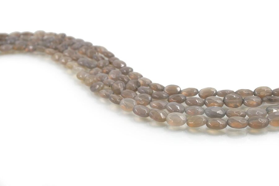 Agata grigia fili flat oval sfaccettati 10x8mm