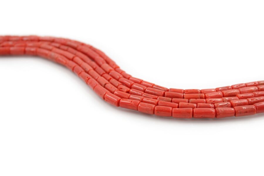 Corallo Mediterraneo fili cilindri 7x5mm / 10x5mm