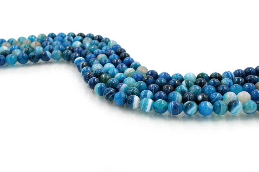 Agata blu striata fili round sfaccettati 10mm