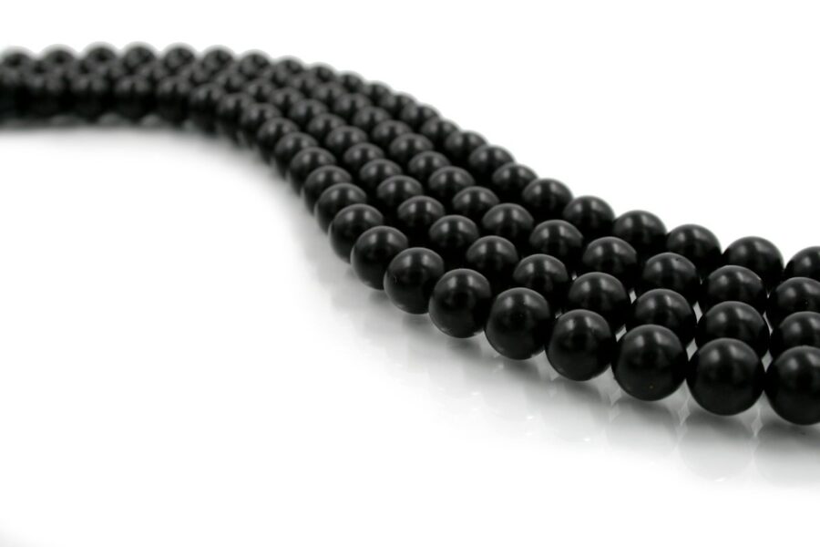 Agata Nera Satinata fili tondi 4mm a 14mm