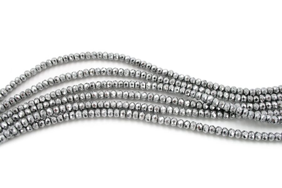 Ematite fili rondelle sfaccettate 4x3mm - Silver