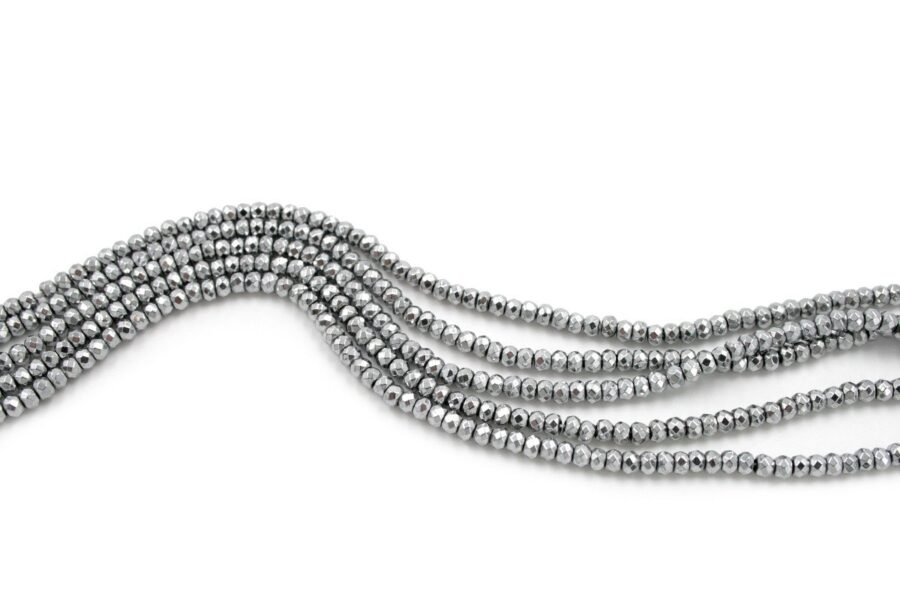 Ematite fili rondelle sfaccettate 3x2mm silver