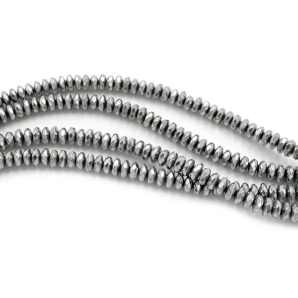 Ematite fili rondelle sfaccettate 6x3mm silver