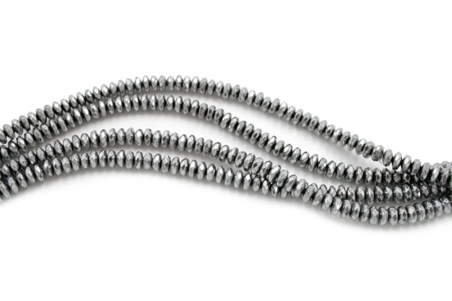 Ematite fili rondelle sfaccettate 6x3mm silver