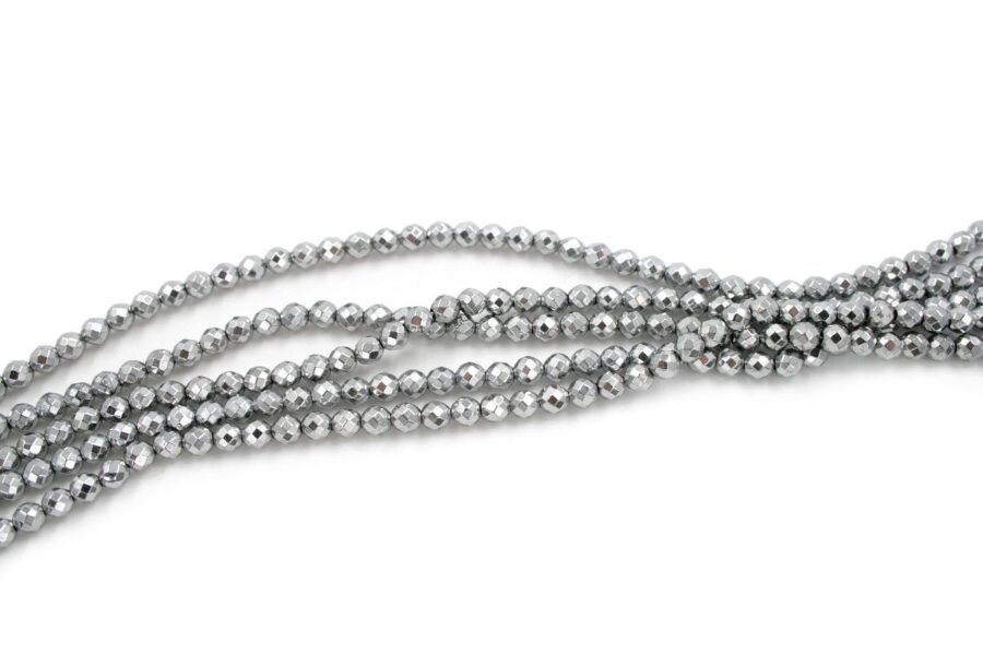 Ematite fili round sfaccettati 4mm - Silver