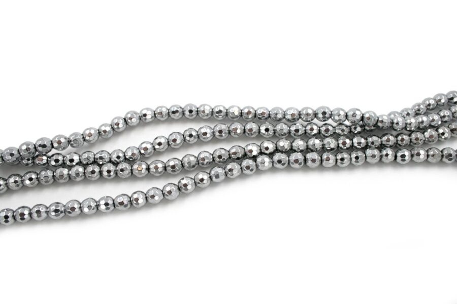Ematite fili round sfaccettati 6mm silver