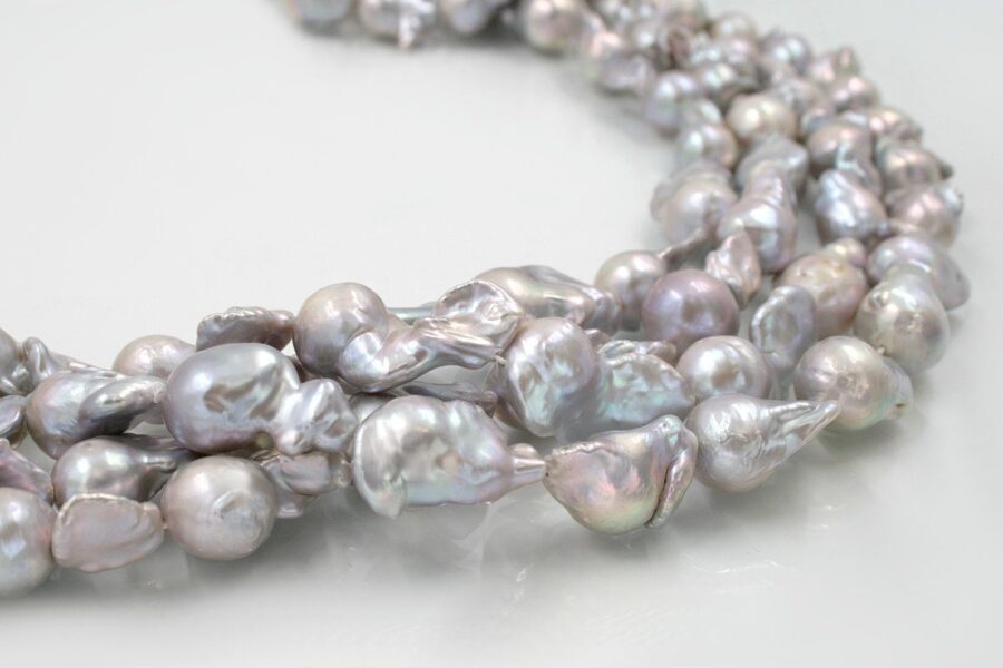 Perle d'Acqua Dolce fili barocco con nucleo 13-17mm - peso 80/90gr - Colore Grigio