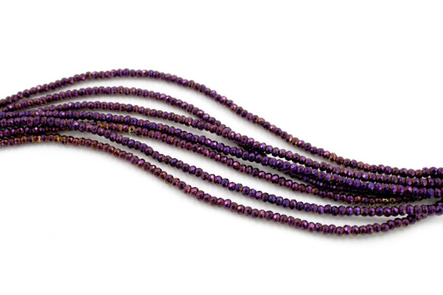 Ematite fili rondelle sfaccettate 3x2mm viola