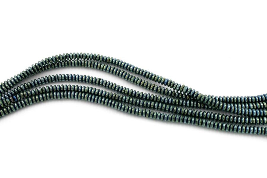 Ematite fili rondelle lisce 4x2mm - Verde