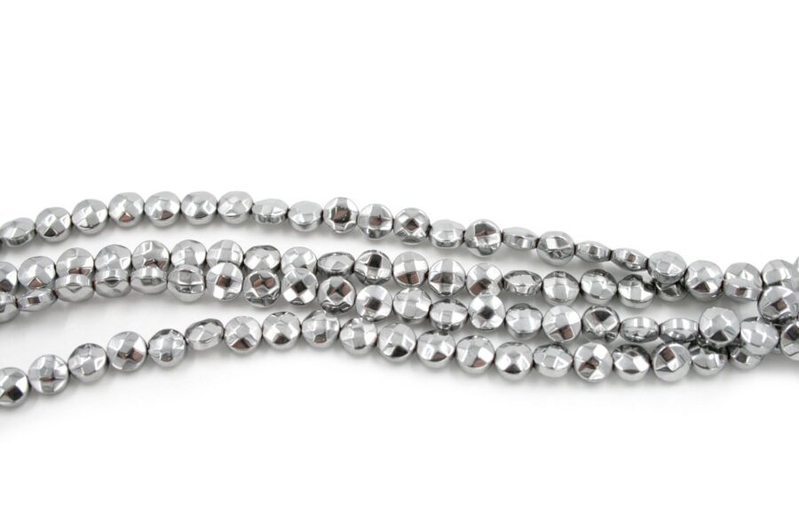Ematite fili monete sfaccettate 6mm - Silver