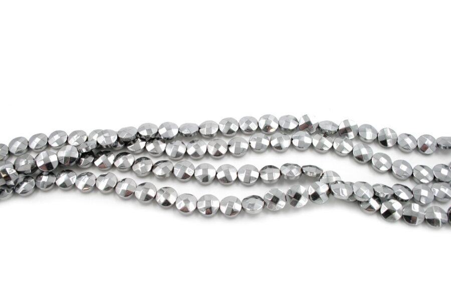 Ematite fili monete sfaccettate 8mm - Silver