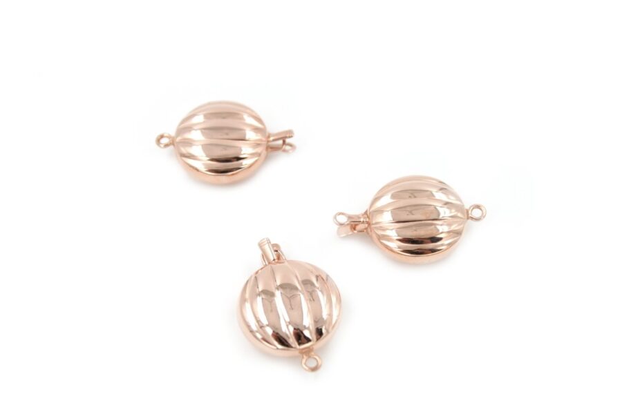 Argento chiusura tonda 20mm rigata Rosa +/-3.6Gr.