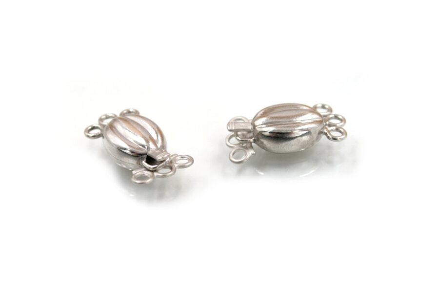 Argento 925‰ chiusura ovale 14x10mm rigata
