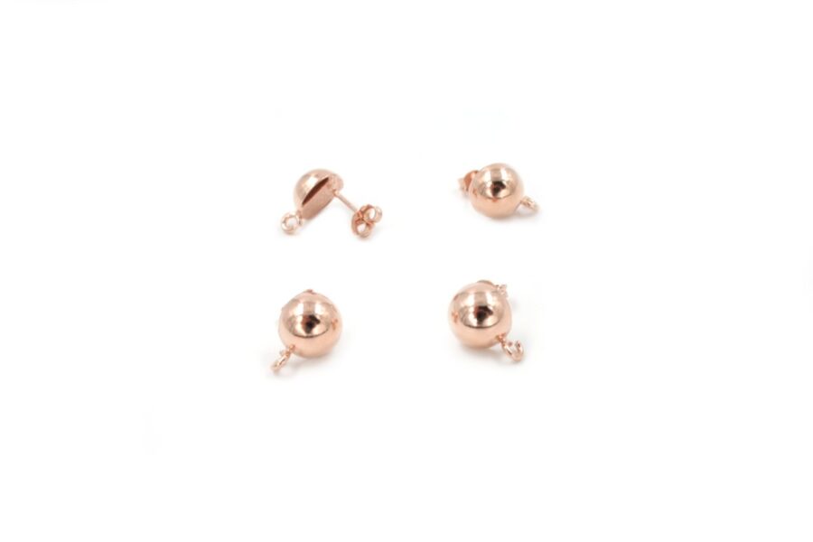 Argento 925‰ orecchini semisfera 10mm Rosa - immagine 2