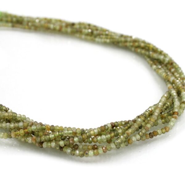 Granato verde fili rondelle sfaccettate 3x2mm
