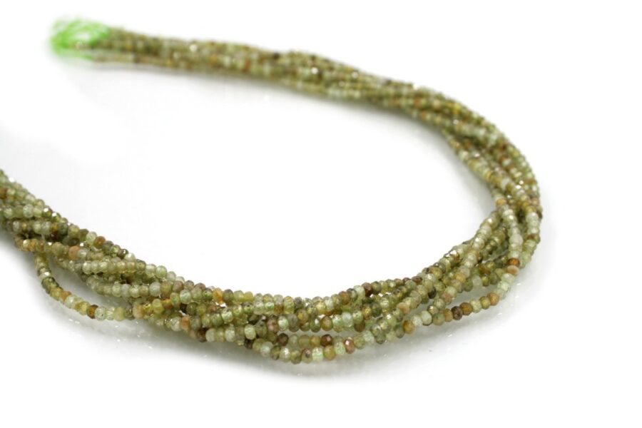 Granato verde fili rondelle sfaccettate 3x2mm