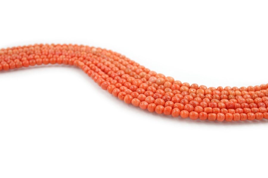 Corallo Mediterraneo fili sassi color arancio 6x5mm - 7x7mm - immagine 2