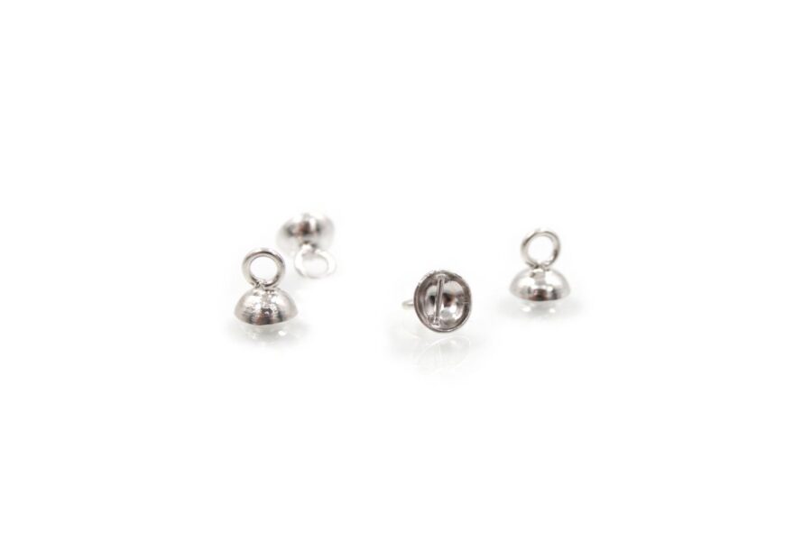 Argento 925‰ coppette con barra 4mm ed anello chiuso