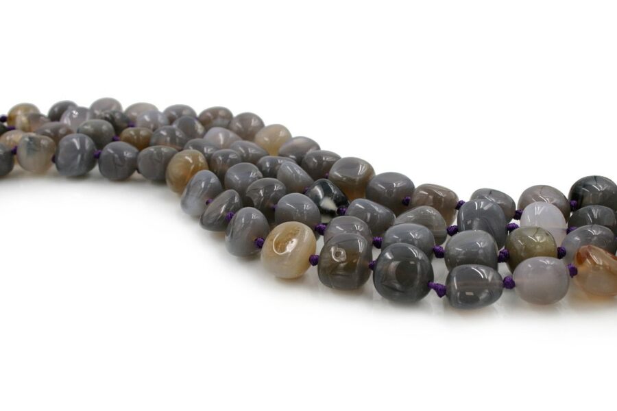 Agata grigia fili sassi - ~ 15x14mm / 17x18mm