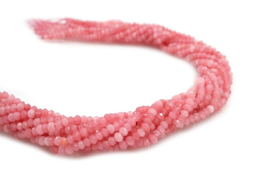 Giada tinta fili rondelle sfaccettate 4x2mm - Rosa