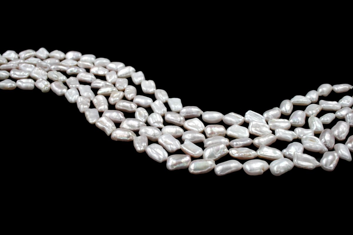 Perle Acqua Dolce fili piatti 16x9mm - Naturale