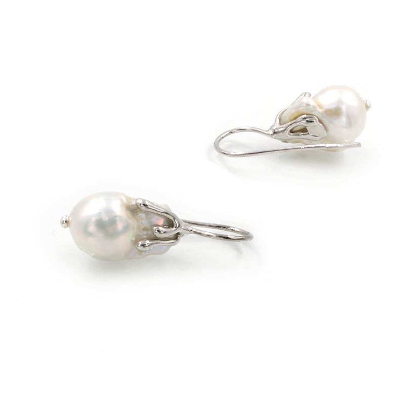 Orecchini argento 925‰ con perla d'acqua dolce barocca