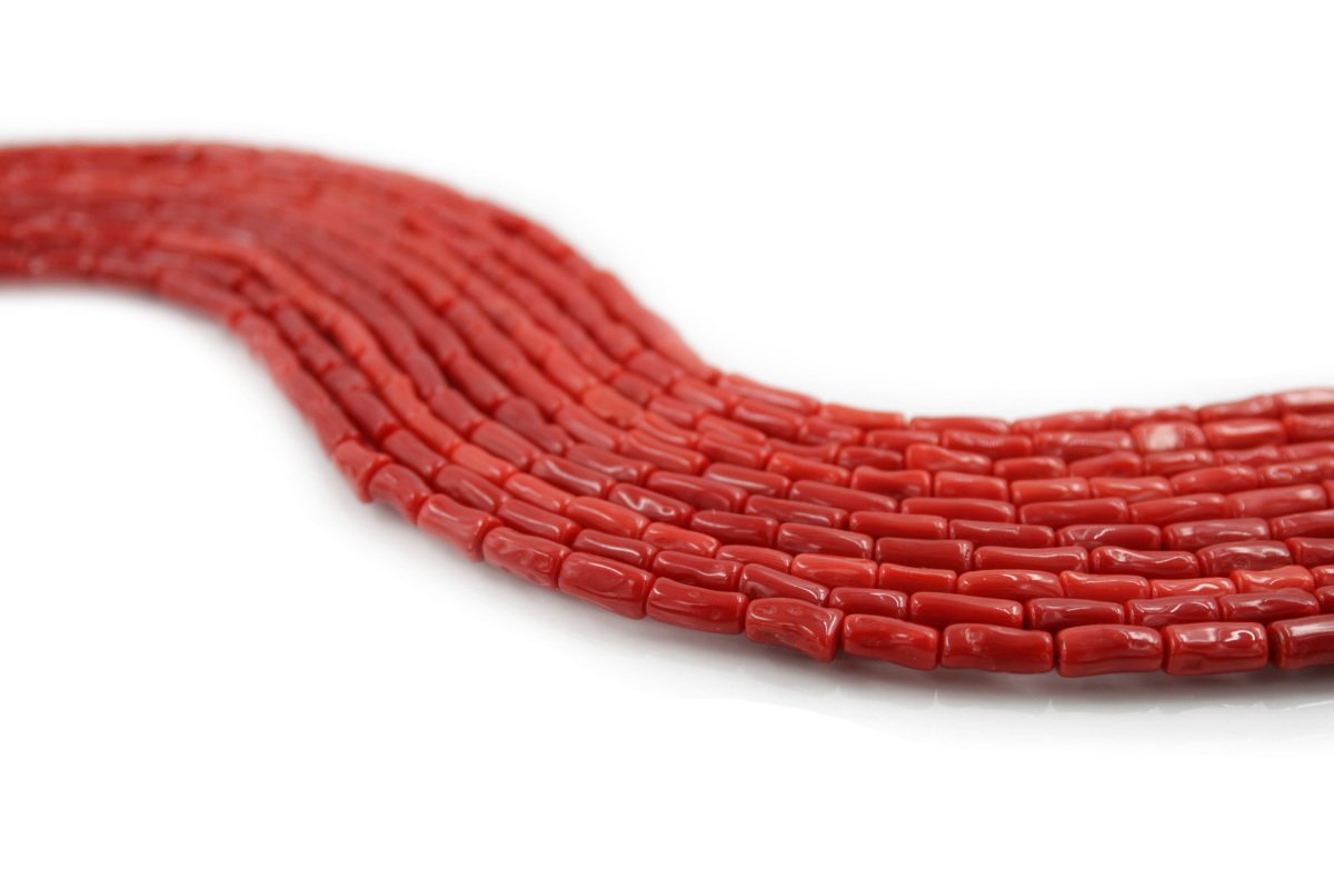 Corallo Mediterraneo fili cilindri scuro 4x6 - 4x10mm