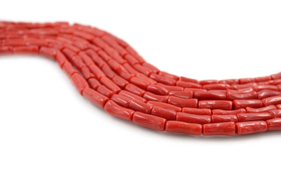 Corallo Mediterraneo fili cilindri 6x14mm