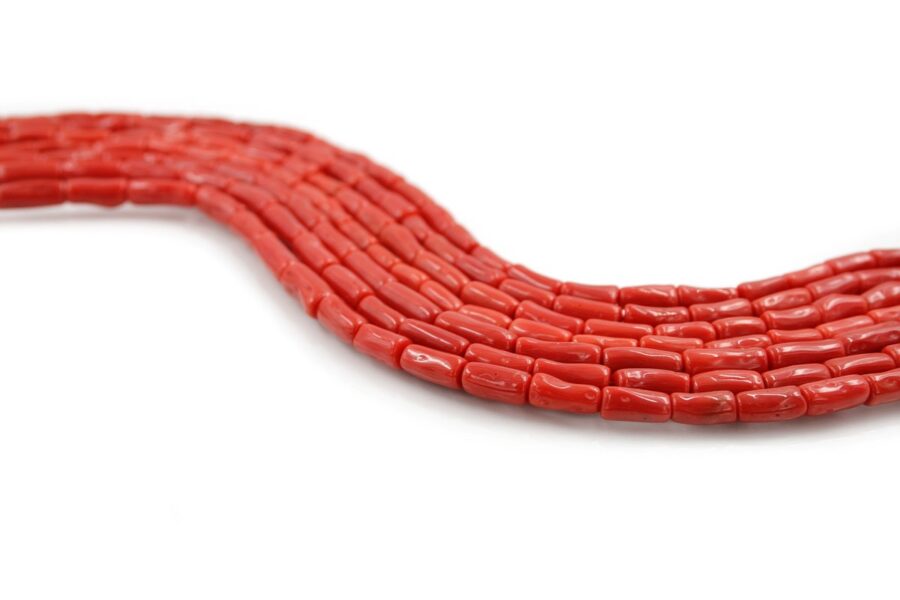 Corallo Mediterraneo fili cilindri 5x10mm