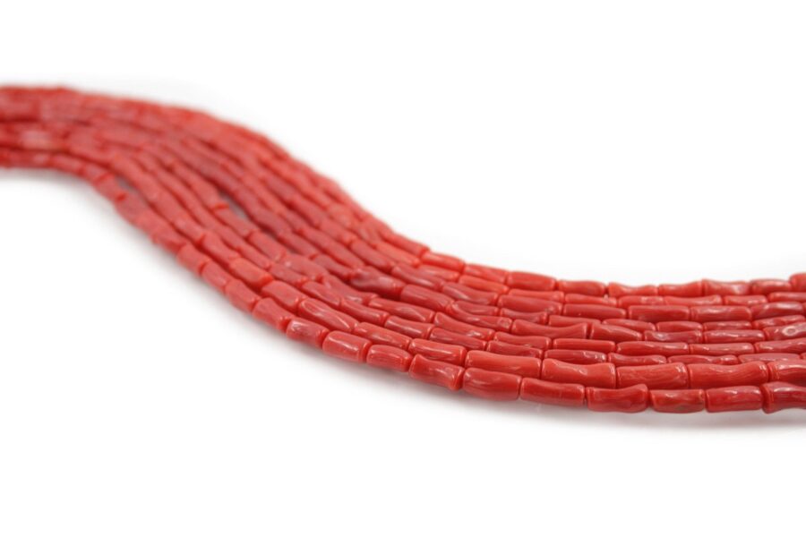 Corallo Mediterraneo fili cilindri 3x8mm