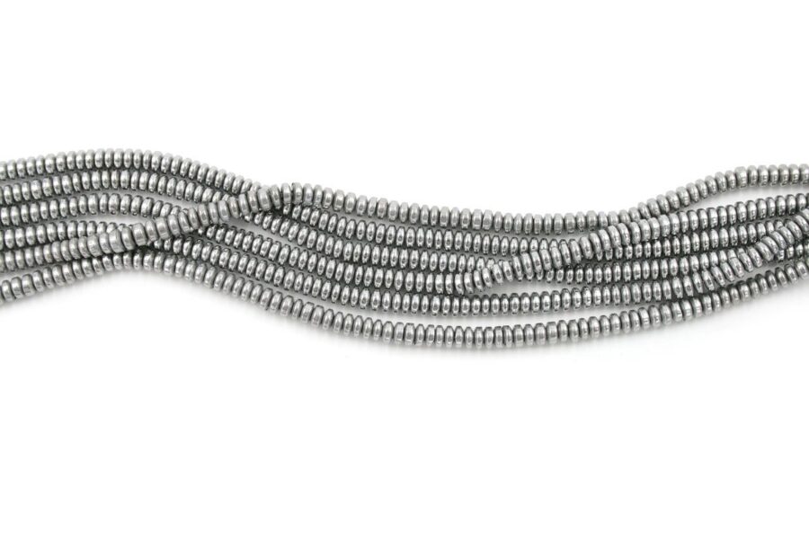 Ematite fili rondelle lisce 4x2mm - Color Silver