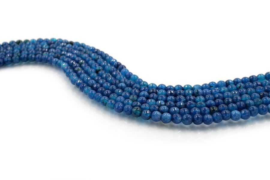 Agata tinta fili round sfaccettati 6mm - Blu