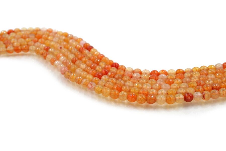 Agata tinta fili round sfaccettati 6mm - Arancio Multicolor