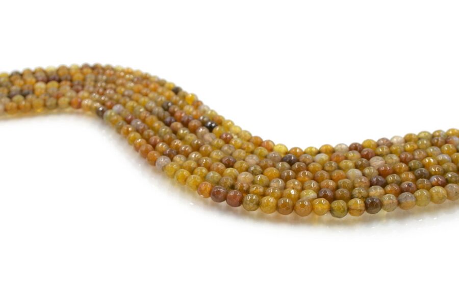 Agata tinta fili round sfaccettati 6mm - Giallo Multicolor