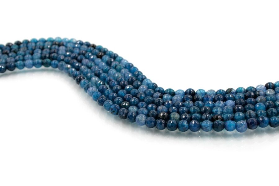 Agata tinta fili round sfaccettati 6mm - Blu Multicolor