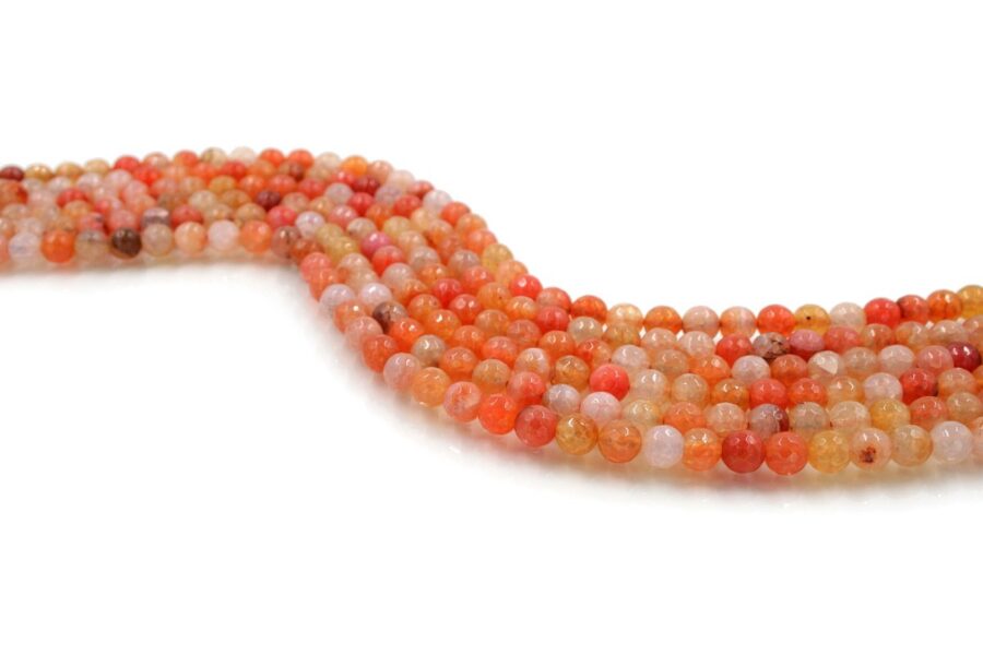 Agata tinta fili round sfaccettati 8mm - Arancio Multicolor