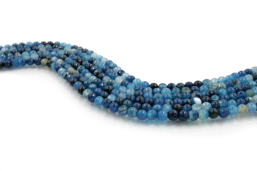 Agata tinta fili round sfaccettati 8mm - Blu Multicolor