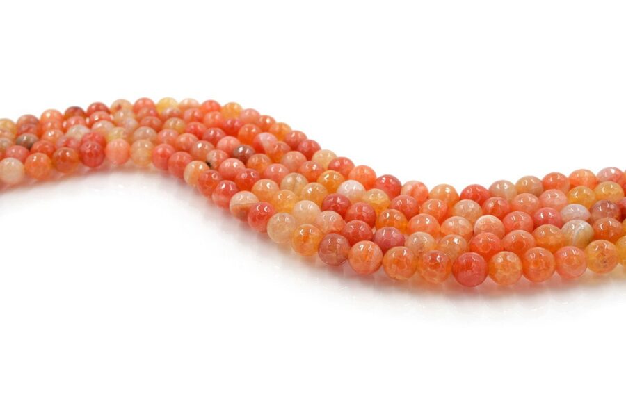 Agata tinta fili round sfaccettati 10mm - Arancio Multicolor