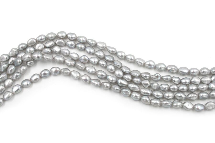 Perle d'acqua Dolce barocche fili 9-10mm - Colore Silver